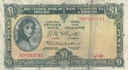 Irlande 1 Pound 18-05-1960 -  Lady Lavery - Série 52F 4ème ex.