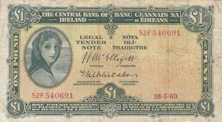 Irlande 1 Pound 18-05-1960 -  Lady Lavery - Série 52F