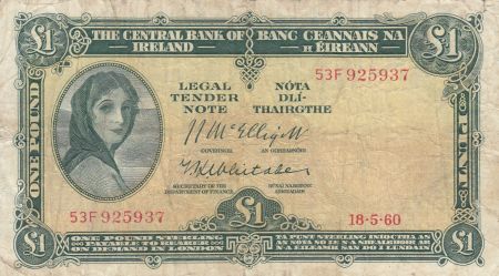 Irlande 1 Pound 18-05-1960 -  Lady Lavery - Série 53F