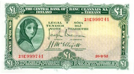 Irlande 1 Pound 26-08-1952 -  Lady Lavery