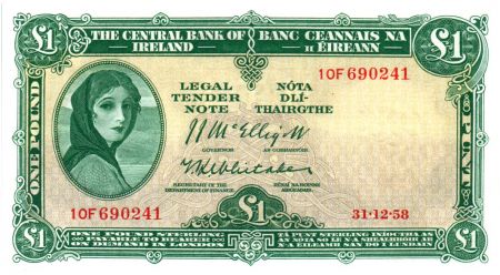 Irlande 1 Pound 31-12-1958 -  Lady Lavery