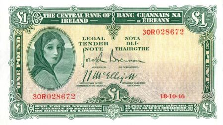 Irlande 1 Pound Lady Lavery - Masque - 18/10/1946