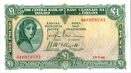 Irlande 1 Pound Lady Lavery - Masque - 19/07/1946