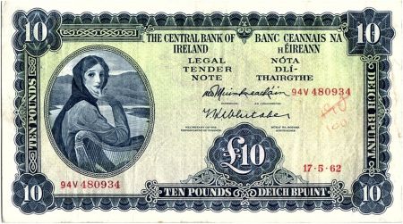 Irlande 10 Pounds Lady Lavery - 1962