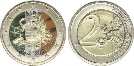 Irlande 2 Euros - 10 ans de l\'Euro - Colorisée - 2012