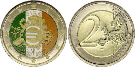 Irlande 2 Euros - 10 ans de l\'Euro - Colorisée - 2012