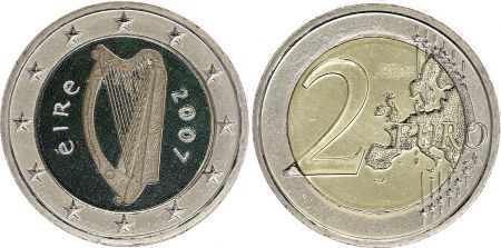 Irlande 2 Euros - Harpe celtique - Colorisée - 2007 - Bimétallique