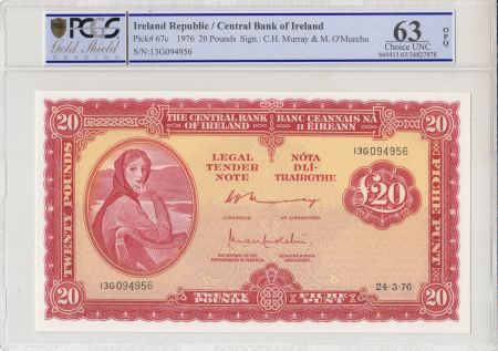 Irlande 20 Pounds Lady Lavery - 1976 - PCGS 63OPQ