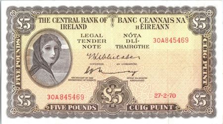 Irlande 5 Pounds Lady Lavery - 1970