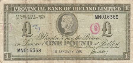 Irlande du Nord 1 Pound Provincial Bank Limited 1968 - P.TB - P.245