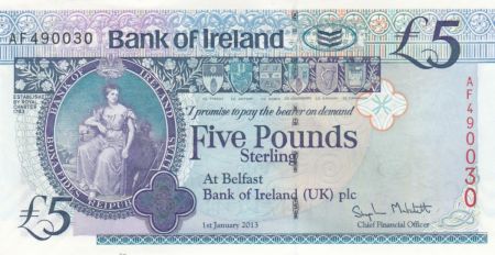 Irlande du Nord 5 Pounds - Bank of Ireland - 2013 - P.86 - Neuf