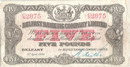 Irlande du Nord 5 Pounds Armoiries - 1938