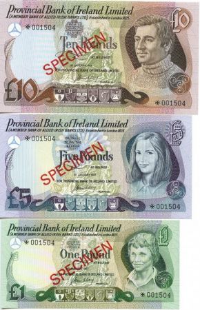 Irlande du Nord CS.2 3 Billets, Série 1, 5 et 10 £ P.247 à 249