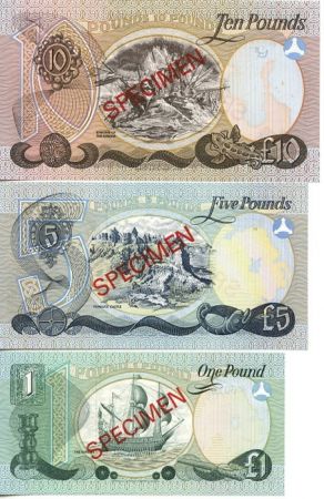 Irlande du Nord CS.2 3 Billets, Série 1, 5 et 10 £ P.247 à 249