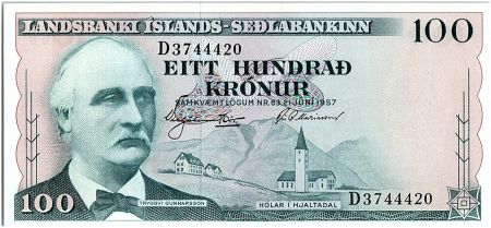 Islande 100 Kronur  - Tryggvi Gunnarsson - 1957