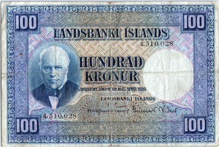Islande 100 Kronur, J. Sigurdsson - Moutons - 1948 - P.35 a