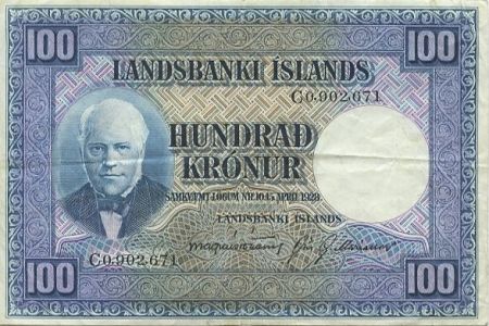 Islande 100 Kronur 1943 J. Sigurdsson - Moutons