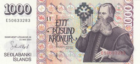 Islande 1000 Kronur B.B. Sveinsson - Eglise Luthérienne - 2001 (2009)