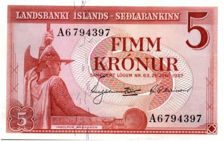 Islande 5 Kronur L. Arnarson - Ferme 1957