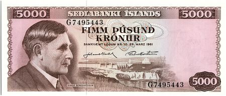 Islande 5000 kronur - Einer Benediktsson - 1961