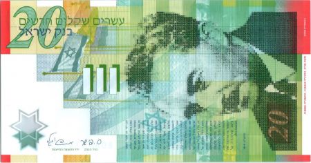 Israël 20 New Sheqalim, Moshe Sharett - 2008 - Polymer
