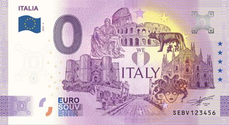 Italie 0 Euro Souvenir 2023 - We love Italy