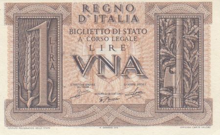 Italie 1 Lira 1939 - Marron, Statue