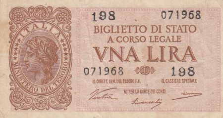 Italie 1 Lira 1944 - Marron et vert - Série 198