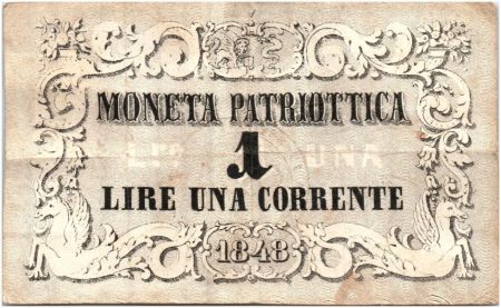 Italie 1 Lire Chevaux et Fleurs - Lion de Venise 1848 - 1