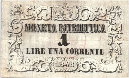 Italie 1 Lire Chevaux et Fleurs - Lion de Venise 1848 - 110