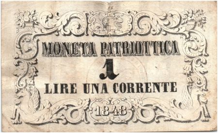 Italie 1 Lire Chevaux et Fleurs - Lion de Venise 1848 - 112