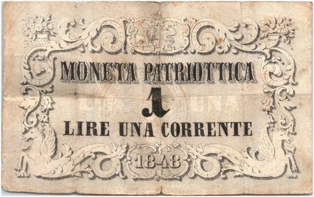 Italie 1 Lire Chevaux et Fleurs - Lion de Venise 1848 - 58