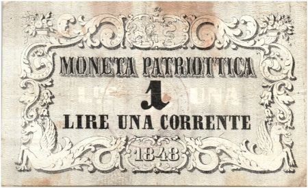 Italie 1 Lire Chevaux et Fleurs - Lion de Venise 1848 - 84