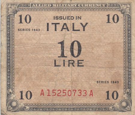 Italie 10 Lire 1943 - Allied Military Currency