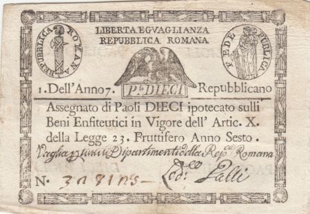 Italie 10 Paoli Aigle, Anno 7 - 1798 - Rectangle - 3ex