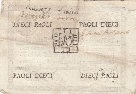 Italie 10 Paoli Aigle, Anno 7 - 1798 - Rectangle - 3ex