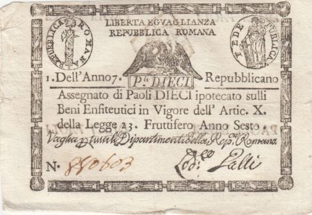 Italie 10 Paoli Aigle, Anno 7 - 1798 Losange 2 ex