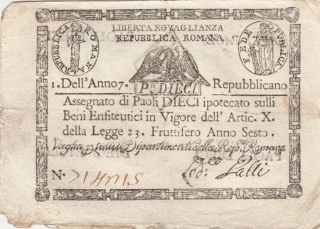 Italie 10 Paoli Aigle, Anno 7 - 1798 Losange 3 ex