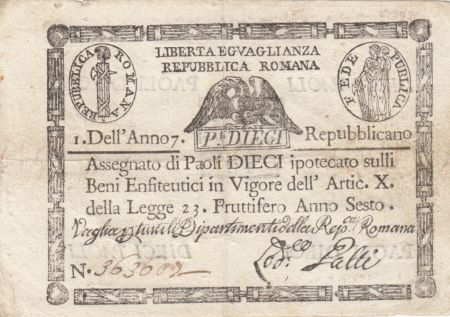 Italie 10 Paoli Aigle, Anno 7 - Rep romana 1798