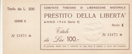 Italie 100 Lire, Comité Toscan de Libération Nationale  - Bon fiduciaire -  1944
