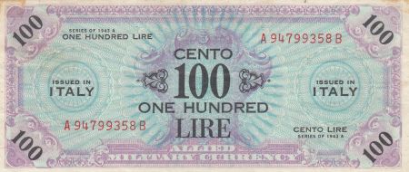 Italie 100 Lire 1943 - Bleu et violet - Série A94799358B