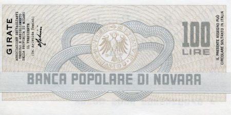 Italie 100 Lire Banco Popolare di Novara - 1977 - Novara - NEUF