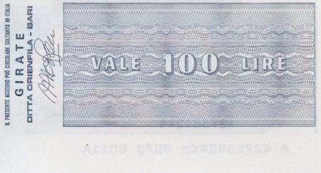Italie 100 Lire Istituto Bancario Italiano - 1977 - Bari - Neuf