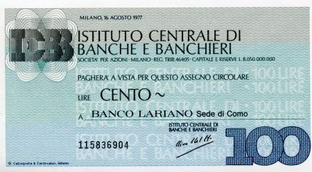 Italie 100 Lire Istituto Centrale di Banche E Banchieri - 1977 - Milano - a Banco Lariano - NEUF