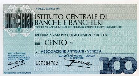 Italie 100 Lire Istituto Centrale di Banche E Banchieri - 1977 - Venezia - NEUF