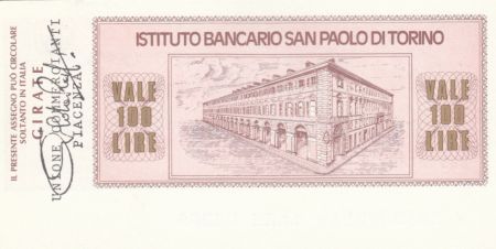 Italie 100 Lires  lIstituto Bancario San Paolo di Torino - 1976 - Piacenza - Neuf