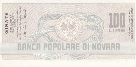Italie 100 Lires Banca Popolare di Novara - 20-01-1977 - Neuf