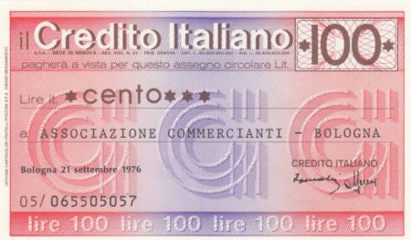 Italie 100 Lires Credito Italiano, 1976 - Bologne - Neuf