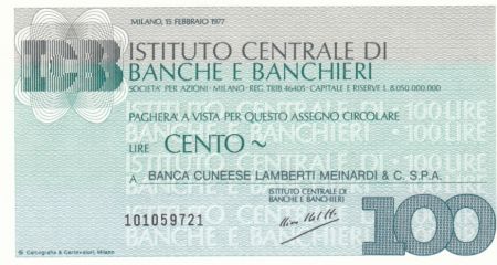 Italie 100 Lires Istituto Centrale di Banche E Banchieri - 1977 - Neuf