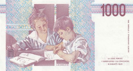 Italie 1000 Lire - 03-10-1990 - M. Montessori, Enfants à l\'école - Série MH